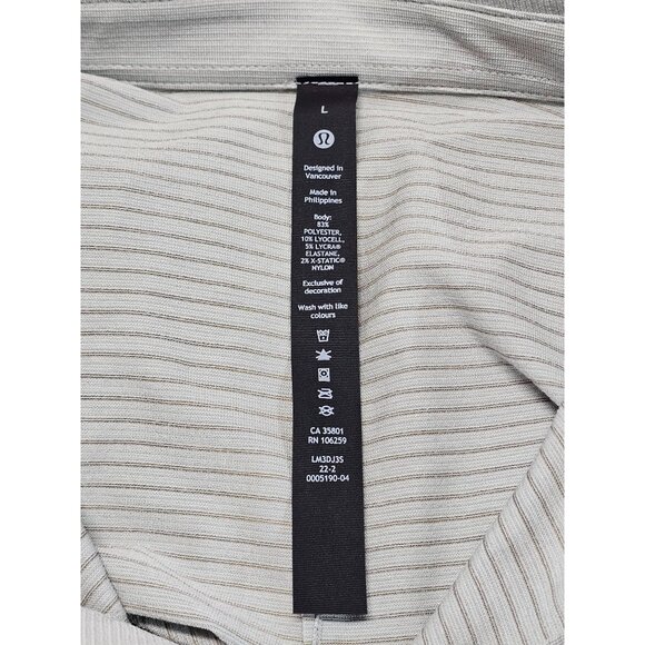 NWT Lululemon Men's Ligth Grey X-STATIC Fabric Evolution Polo Shirt Size L 2758 - Picture 8 of 14